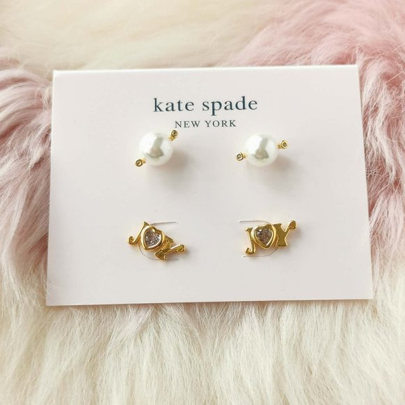 Kate Spade Jewelry - Kate Spade gold say yes joy clear stud earrings set